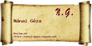 Nánai Géza névjegykártya